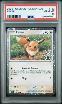 2025 POKEMON HOLIDAY CALENDAR #133 EEVEE PSA 10 - Image 1