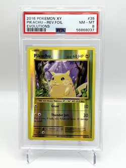 2016 Pokemon XY Evolutions 35 Pikachu-Reverse Foil PSA 8 - Image 1