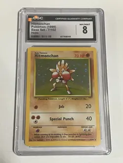 Pokemon TCG Hitmonchan Base Set 7/102 Holo Unlimited Holo Rare CGC 8 - Image 1
