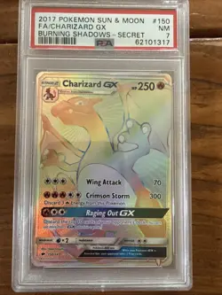Rainbow Charizard GX Burning Shadows Secret Rare Card PSA 7 150/147 - Image 1