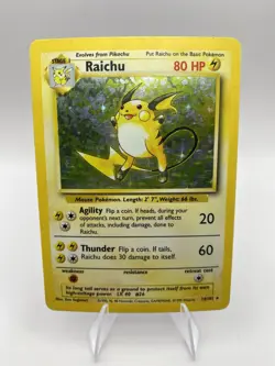 Pokemon TCG Raichu 14/102 Base Set Holo Rare Unlimited 1999 WOTC LP/MP - Image 1