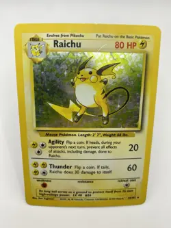 Pokemon TCG Raichu 14/102 Base Set Holo Rare Unlimited 1999 WOTC LP/MP - Image 2