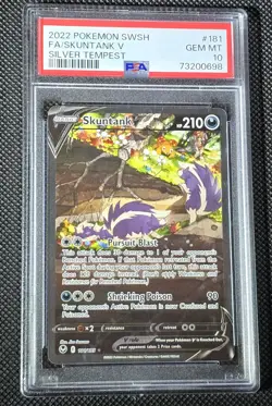 PSA 10 Skuntank V Full Alt Art 181/195 Silver Tempest Pokemon - Image 1