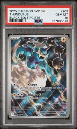 2025 POKEMON BLACK BOLT POKEMON CENTER ETB PROMO SVP #209 THUNDURUS PSA 10 - Image 1