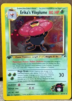 Pokemon TCG Erika's Vileplume Gym Heroes 5/132 Holo 1st Edition Holo Rare NM - Image 1
