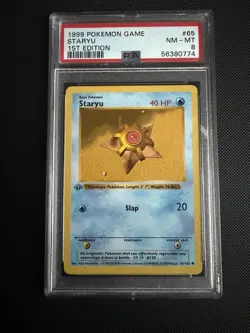 Pokemon Card Staryu 1st Edition Shadowless 65/102 Base Set PSA 8 - Image 1