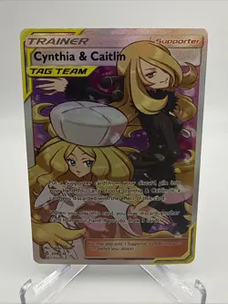 Pokemon TCG Cynthia & Caitlin Full Art Holo Card 228/236 Sm-Cosmic Eclipse - Image 1