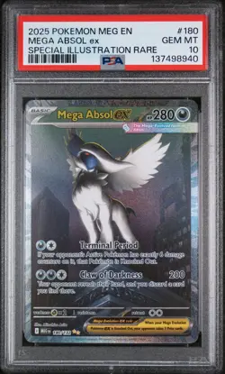 2025 Pokemon Mega Evolution Base #180 SIR Full Art Mega Absol ex PSA 10 Gem Mint - Image 1