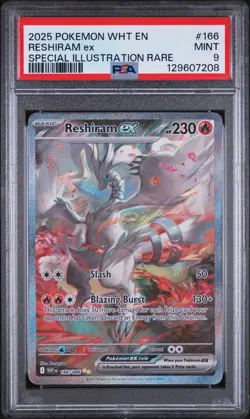 2025 Pokemon WHT EN White Flare #166 SIR Reshiram ex PSA 9 Mint - Image 1