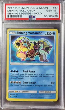2017 Pokemon S&M Shining Legends #27 Shining Volcanion Holo PSA 10 Gem Mint - Image 1