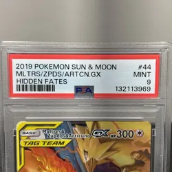 2019 Pokemon SM Hidden Fates Moltres & Zapdos Articuno Tag Team GX #44/68 PSA 9 - Image 3