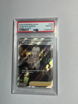 Pokemon SWSH Rebel Clash BOSS'S ORDERS #189/192 Full Art Holo PSA 10 - Image 1
