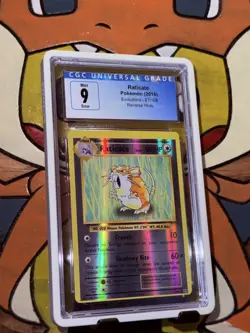 MISCUT Raticate 67/108 Reverse Holo 2016 Pokemon Evolutions CGC Mint 9 ERROR - Image 1