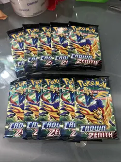 Pokemon TCG Sword & Shield Crown Zenith Booster Packs - Lot Of 10 New Sealed - Image 1