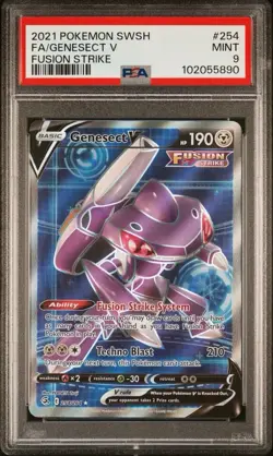 2021 Pokemon Fusion Strike # 254 Full Art Genesect V PSA 9 Card MINT! Free Ship! - Image 1