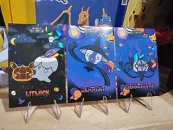 Pokemon Halloween Card Database - Litwick, Lampent, Chandelure- 3 Card Lot - Image 3