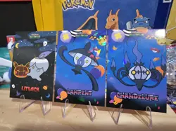 Pokemon Halloween Card Database - Litwick, Lampent, Chandelure- 3 Card Lot - Image 4