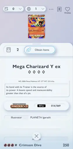 Mega Charizard Y ex Pokemon TCGP TCG POCKET English ENG Digital Card - Image 3