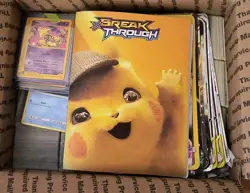 USPS Medium Flat-rate Box Of Pokemon Cards +Jumbo Cards and Pikachu Binder - Image 1