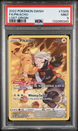 2022 POKEMON SWORD & SHIELD LOST ORIGIN #TG05 FULL ART/PIKACHU PSA 9 - Image 1