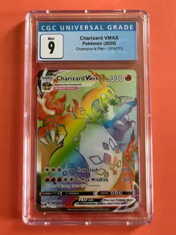 CGC 9 Charizard VMAX 074 Champion's Path Rainbow Secret Rare Holo Pokemon 2020 - Image 1