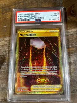 POKEMON 2022 Brilliant Stars Secret Full Art MAGMA BASIN #185 PSA 10 Gem Mint - Image 1