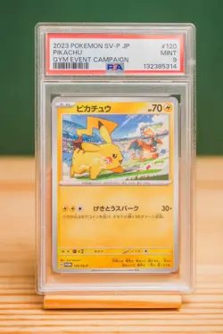 2023 POKEMON JAPANESE SV-P PROMO 120 PIKACHU GYM EVENT CAMPAIGN PSA 9 - Image 1