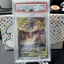 2020 Pokemon SM Black Star Promos Espeon & Deoxys Tag Team #SM240- PSA 7 - Image 1