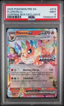 2025 POKEMON PRE EN-PRISMATIC EVOLUTIONS SURPRISE BOX EXCLUSIVE FLAREON EX PSA 9 - Image 1