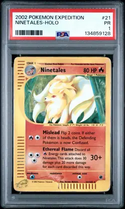 PSA 1 Ninetales Holo Expedition #21 2002 Pokemon WoTC E Reader PR - Image 1