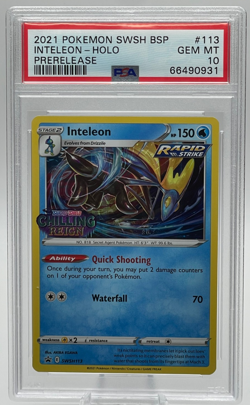 2021 POKEMON SWSH BLACK STAR PROMO #113 INTELEON HOLO PRERELEASE PSA 10 GEM MINT - Image 1