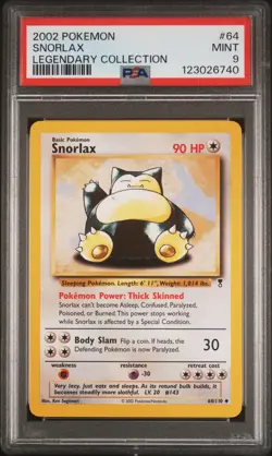 2002 POKEMON LEGENDARY COLLECTION #64 SNORLAX PSA 9 - Image 1
