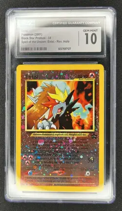 Entei 2001 Black Star Promos 34 Reverse Holo Pokemon Card CGC 10 Gem Mint - Image 1