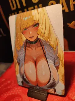 Lusamine Pokemon Trainer Sexy Waifu Double-Sided Frosted Custom Premium Card - Image 4