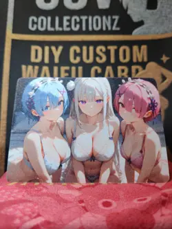 Emilia*Ram*Rosewaal- Re:Zero Waifu Custom Card Premium Double-Sided Frosted... - Image 2