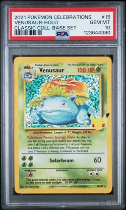 PSA 10 Venusaur 15/102 Celebrations Classic Collection Holo Graded Pokemon Card - Image 1
