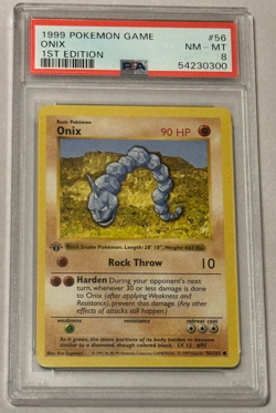 Onix 1st Edition Shadowless 56/102 Base Set Pokemon Card Vintage 1999 PSA 8 - Image 1