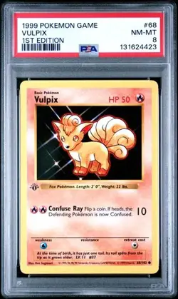 Base Set 1st Edition VULPIX #68/102 PSA 8 1999 Pokemon Card Game - Image 1