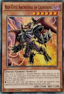 LDK2-ENJ03 RED-EYES ARCHFIEND OF LIGHTNING COMMON 1ST EDITION YuGiOh CARD - Image 1