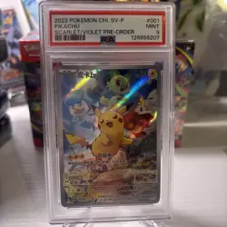 PSA 9 Mint Pikachu 001/SV-P Japanese Pokemon Card 2022 Scarlet & Violet Promo - Image 1