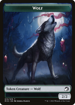 x1 Wolf MID Innistrad Midnight Hunt MTG 13/19 TOKEN M/NM 1x - Image 1