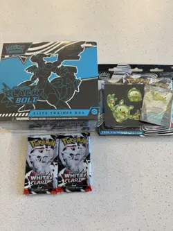 Pokemon Black Bolt Etb X1 Black Bolt Sticker Collection Also 2 Packs White Flare - Image 1