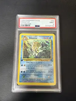 PSA 9 - Pokemon 1999 Fossil 1st Edition 40/62 Omastar - Image 1