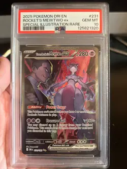 2025 Pokemon TCG Team Rocket’s Mewtwo EX 231/182 SIR Destined Rivals PSA 10 Gem - Image 1