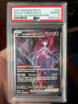 2025 Pokemon TCG Team Rocket’s Mewtwo EX 231/182 SIR Destined Rivals PSA 10 Gem - Image 5