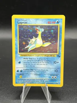 Pokemon TCG Lapras Fossil Holo Unlimited Rare Card 10/62 Vintage HP XD1 - Image 1