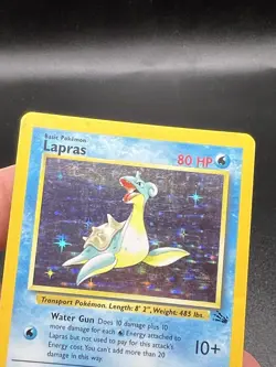 Pokemon TCG Lapras Fossil Holo Unlimited Rare Card 10/62 Vintage HP XD1 - Image 2