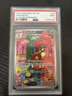 2024 PSA 9 Pokemon Temporal Forces Sawsbuck Illustration Rare 166/162 card Mint - Image 1