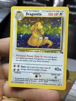 #4 Dragonite 4/62 Fossil 1999 Holo Rare WOTC Pokemon Card TCG - Image 3