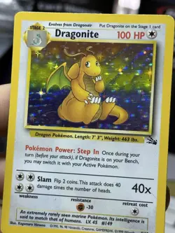 #4 Dragonite 4/62 Fossil 1999 Holo Rare WOTC Pokemon Card TCG - Image 5